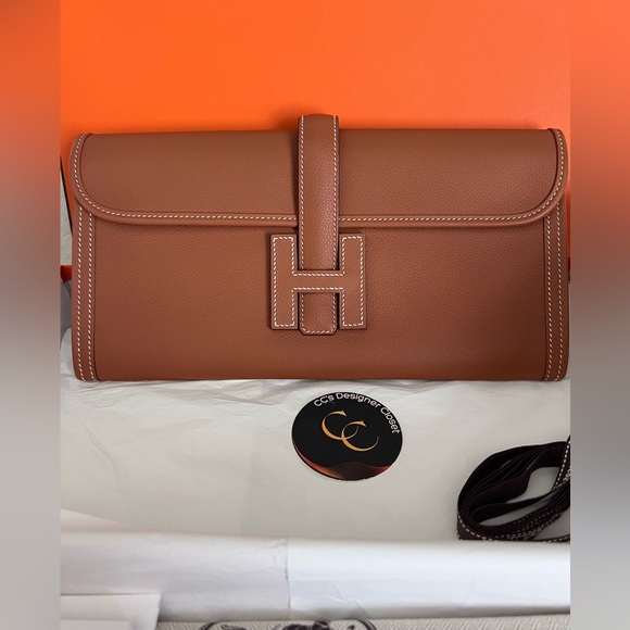 Hermes Jige Elan 29 Clutch in Gold Evercolor with H Closure - Picture 3 of 14